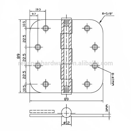 Whole sale round corner stainless steel butt door hinge