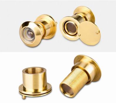 200 Degree Brass Security Door Viewer Peephole Viewer with Polished Gold plate